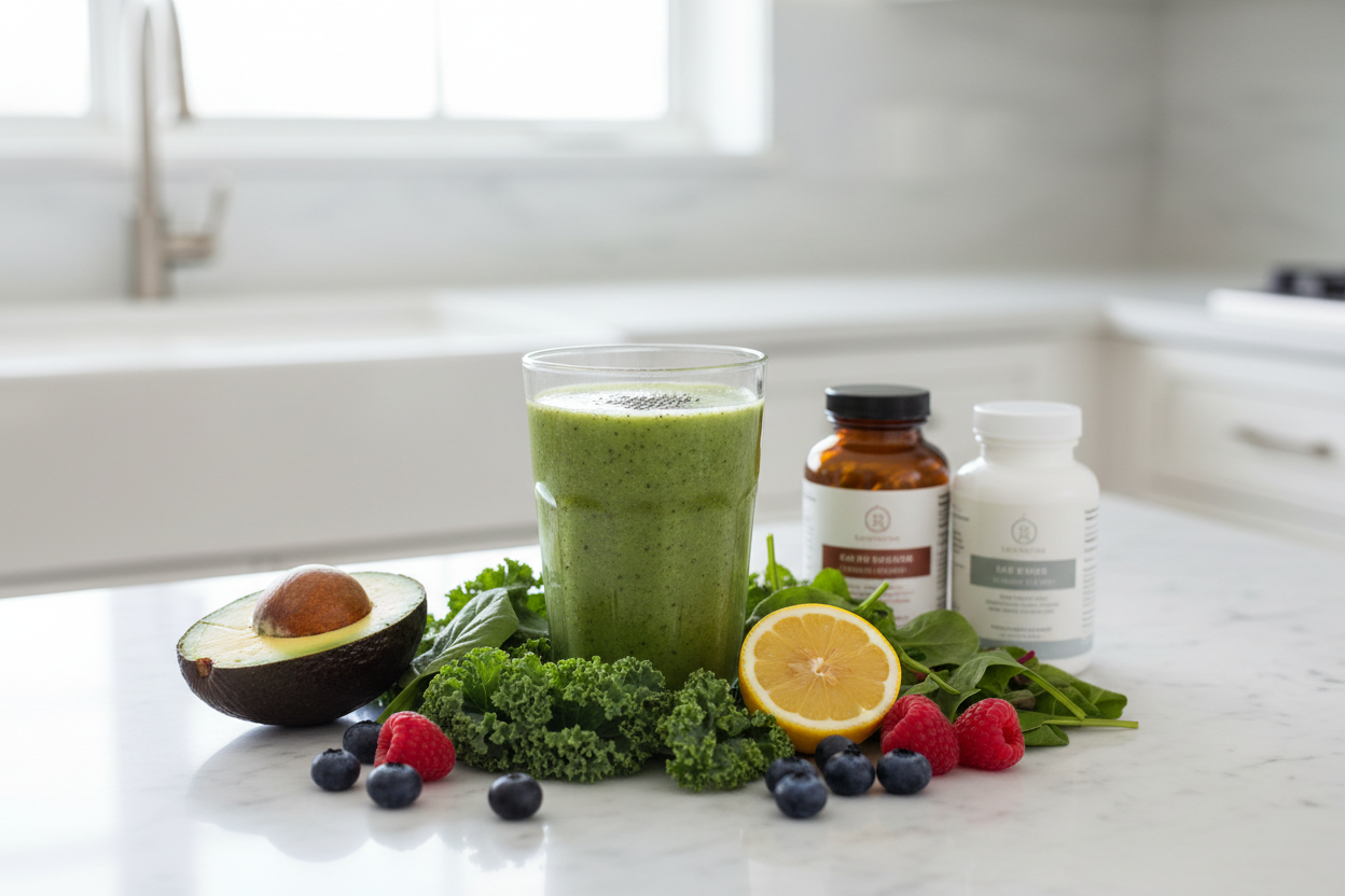 Premium wellness products flatlay